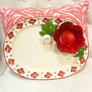 AP9-Rare Vintage Hand Painted Signed Cali Ceramic Pottery Golf Serving Platter